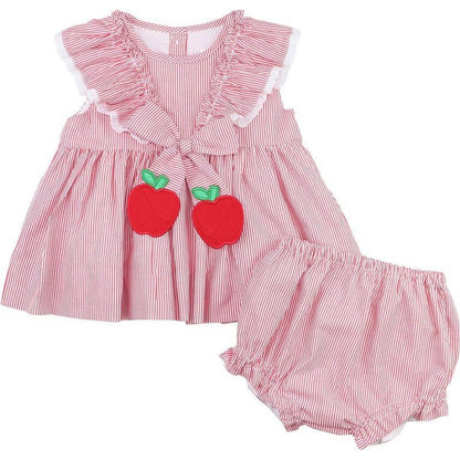 Red Striped Apple Diaper Set