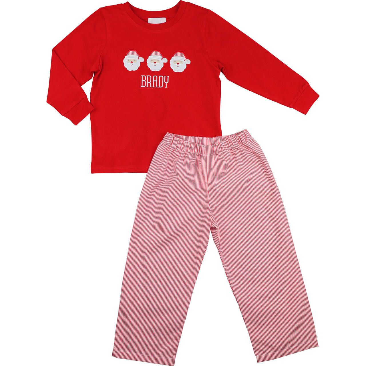 Red Striped Applique Santa Pant Set