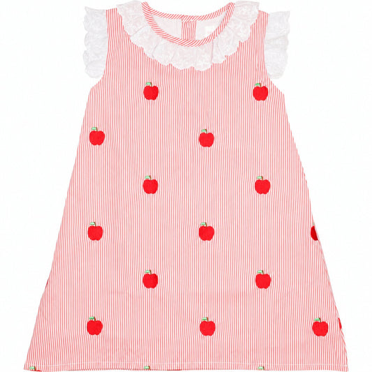 Red Striped Embroidered Apple Dress1