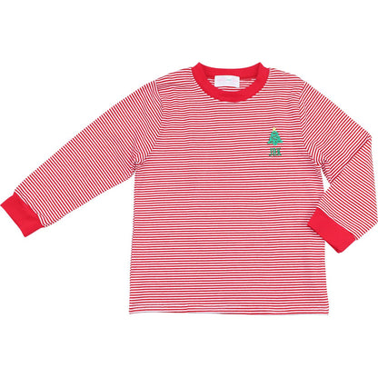 Red Striped Knit Christmas Tree Shirt
