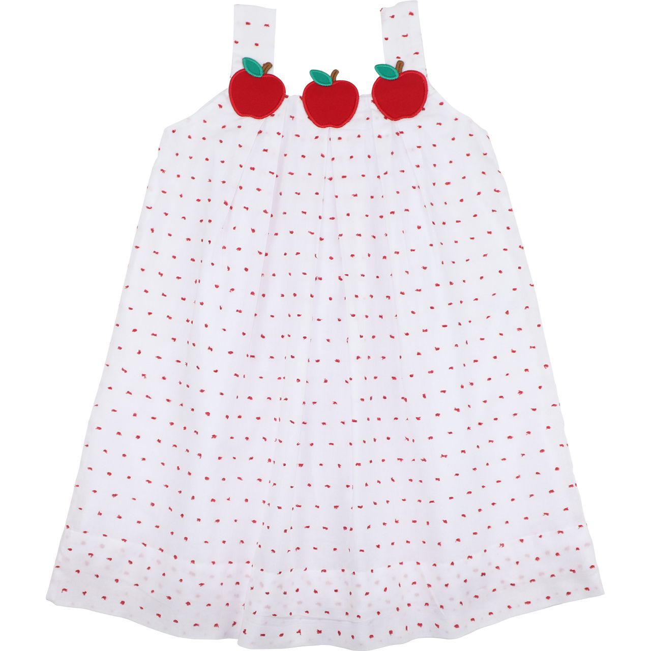 Red Swiss Dot Applique Apple Dress