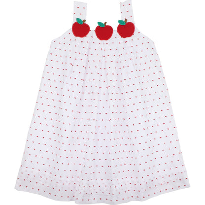 Red Swiss Dot Applique Apple Dress
