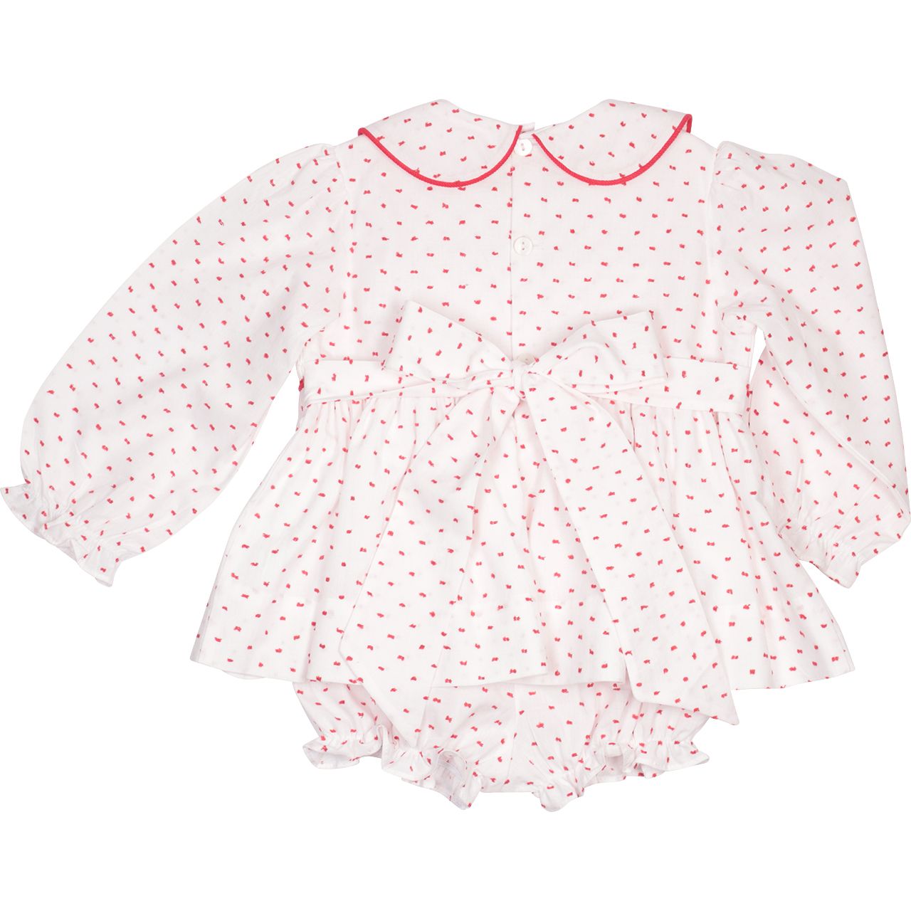 Red Swiss Dot Custom Smocked Diaper Set