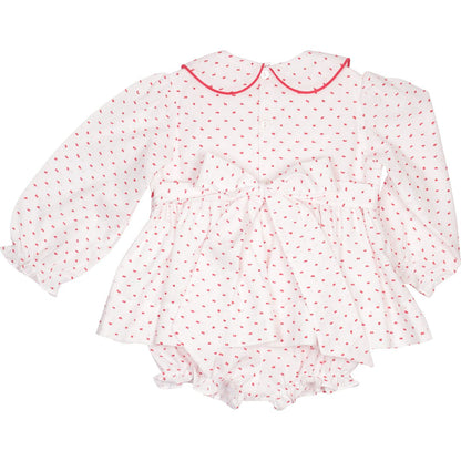 Red Swiss Dot Custom Smocked Diaper Set