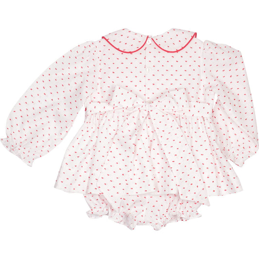 Red Swiss Dot Custom Smocked Diaper Set