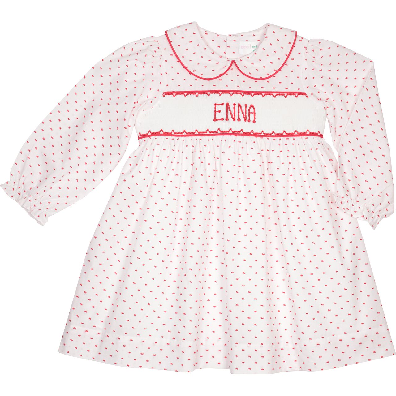 Red Swiss Dot Custom Smocked Dress