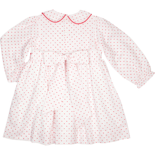 Red Swiss Dot Custom Smocked Dress - back