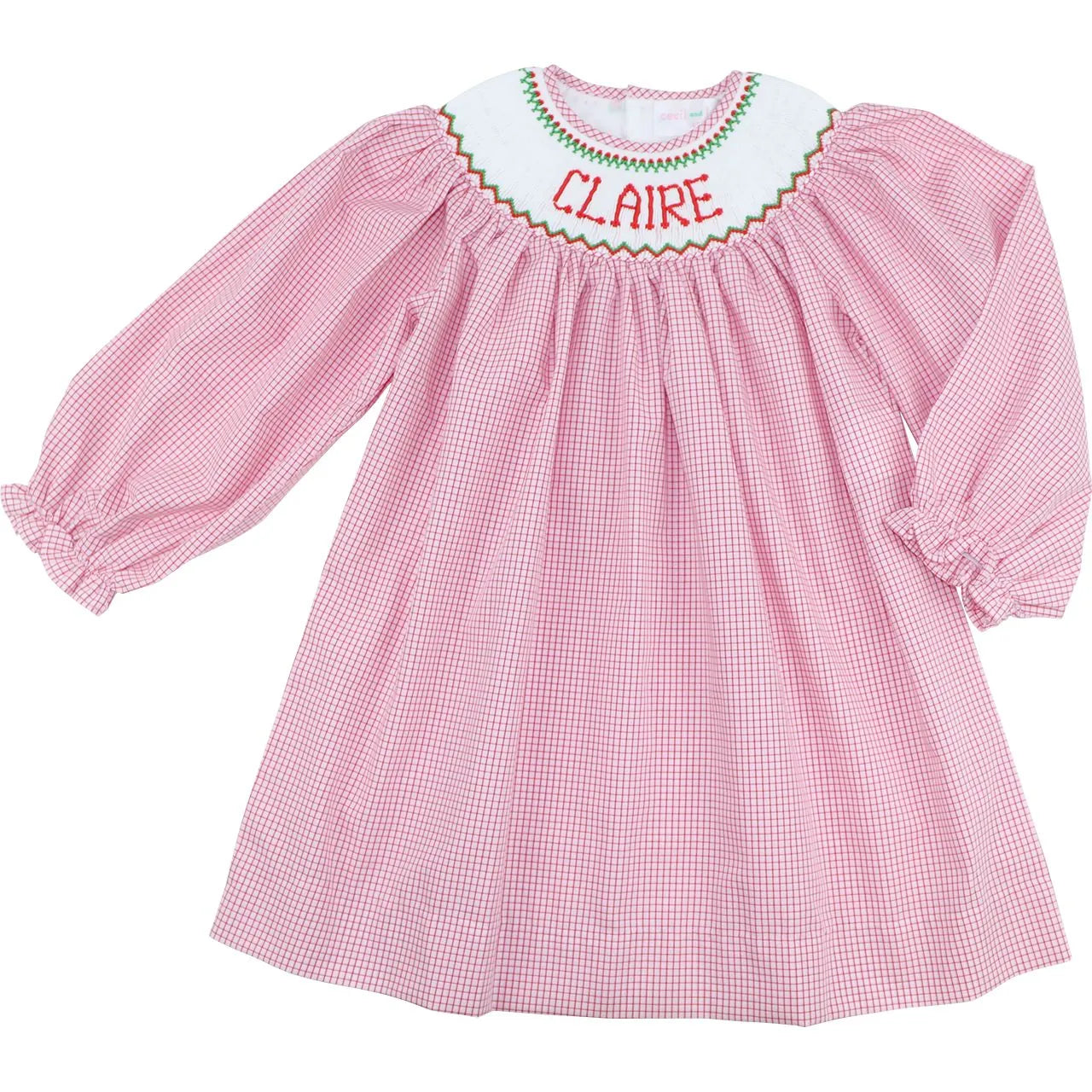 Red Windowpane Custom Smocked Dress