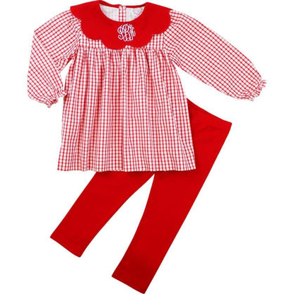 Red Windowpane Legging Set