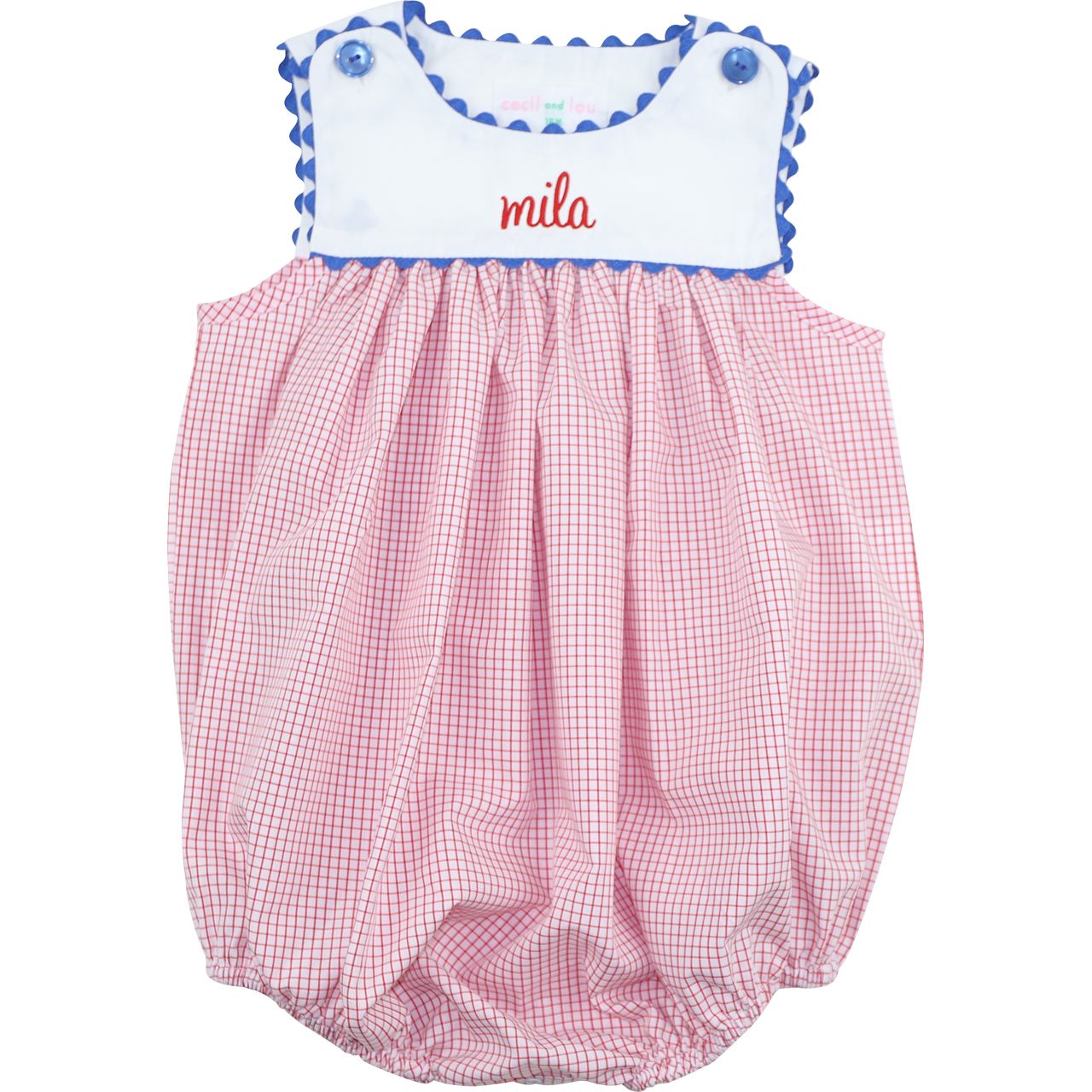 Red Windowpane Ric Rac Bubble