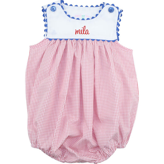 Red Windowpane Ric Rac Bubble