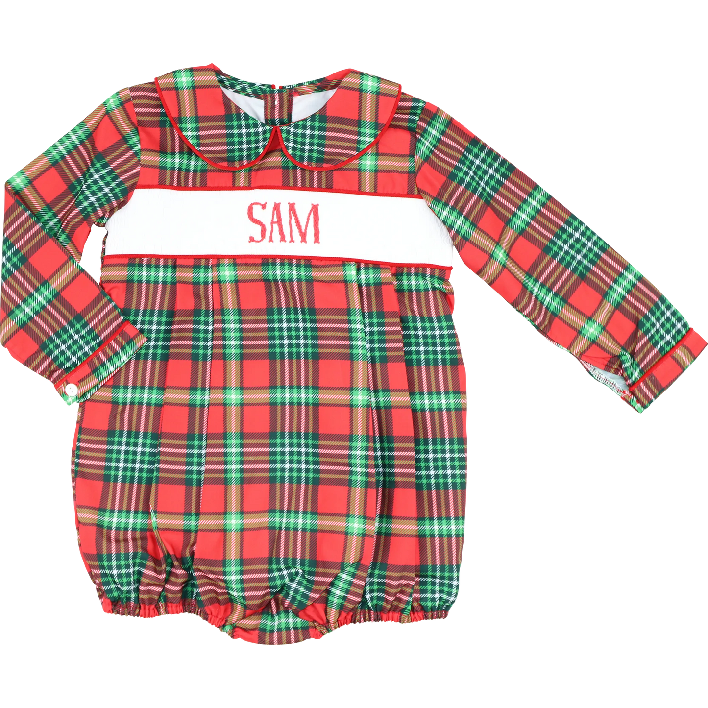 Red and Green Plaid Custom Smocked Bubble