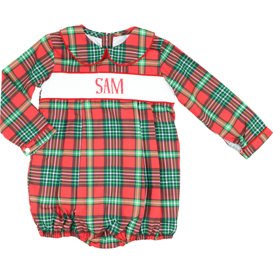 Red and Green Plaid Custom Smocked Bubble
