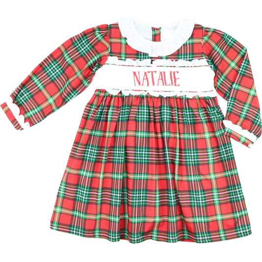 Red and Green Plaid Custom Smocked Dress