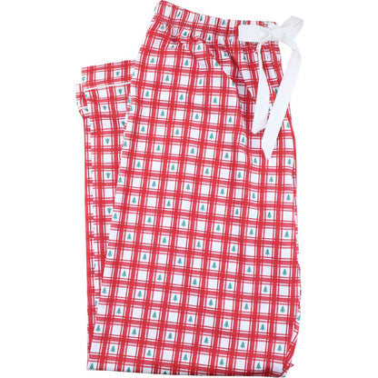 Red and white checkered shorts with a drawstring on a white background