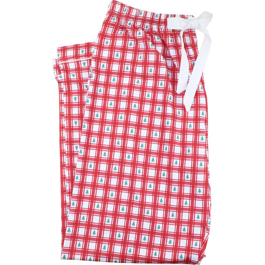 Red and white checkered shorts with a drawstring on a white background