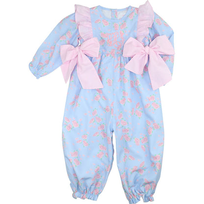 Rose Print Bow Long Bubble