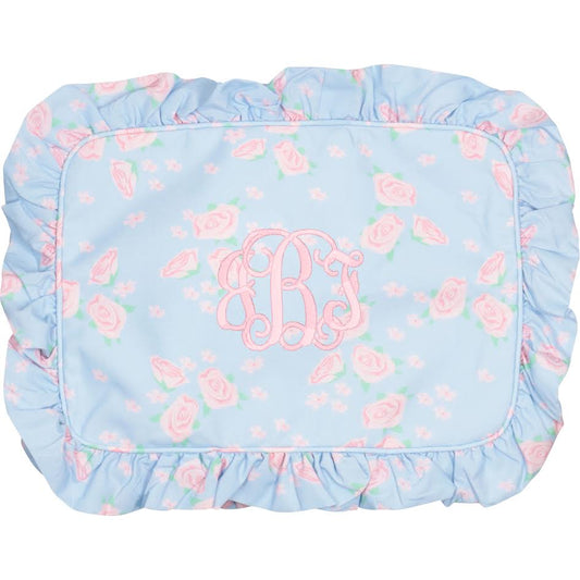 Rose Print Ruffle Zipper Pouch