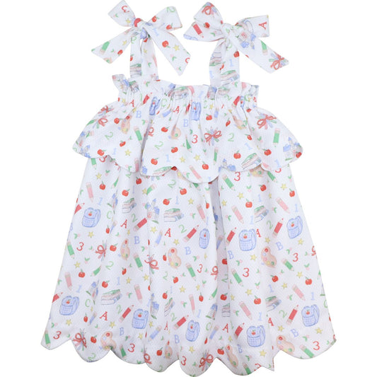 Honeycomb Shoulder Tie Back To School Dress