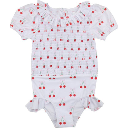 Ruched Cherry Print Swimsuit