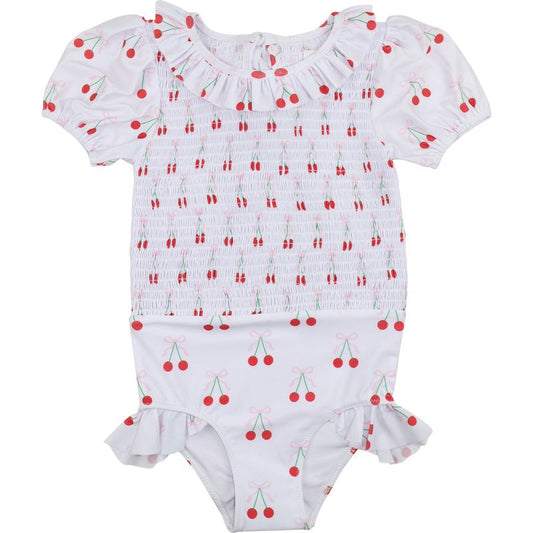 Ruched Cherry Print Swimsuit