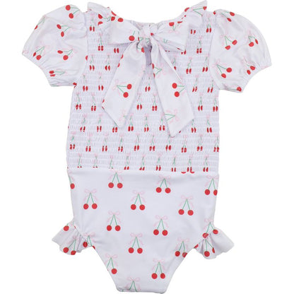 Ruched Cherry Print Swimsuit