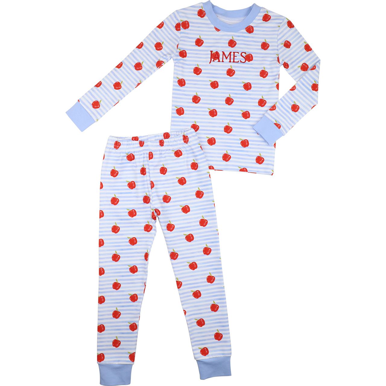 Blue Striped Apple Knit Pajamas
