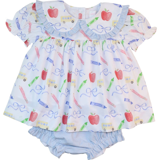 Blue And Red School Supplies Diaper Set