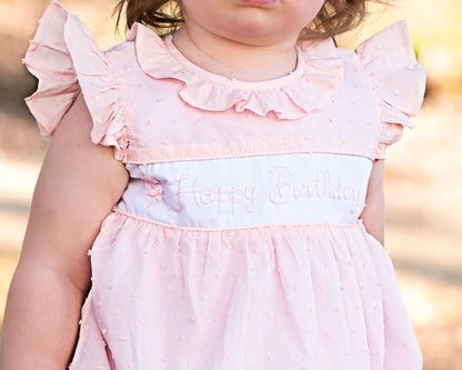 Pink Swiss Dot Happy Birthday Bubble