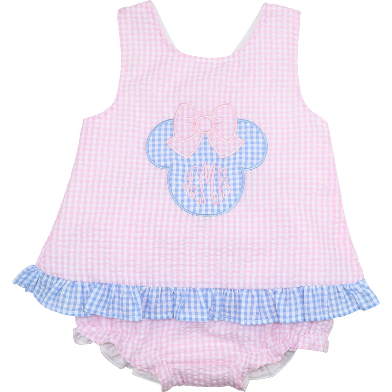 Seersucker Mouse Ears Diaper Set
