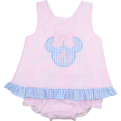 Seersucker Mouse Ears Diaper Set