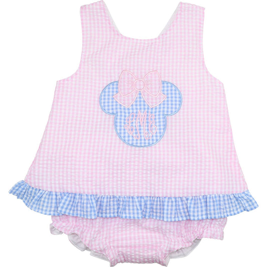 Seersucker Mouse Ears Diaper Set