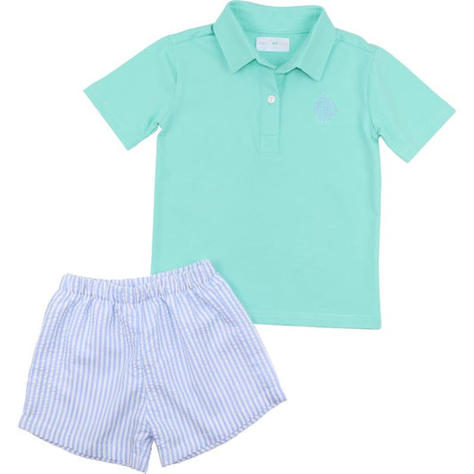 Seersucker Polo Short Set