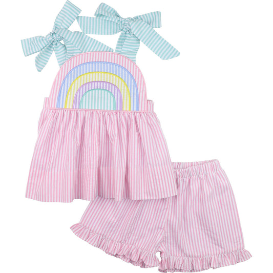 Seersucker Rainbow Should Tie Short Set