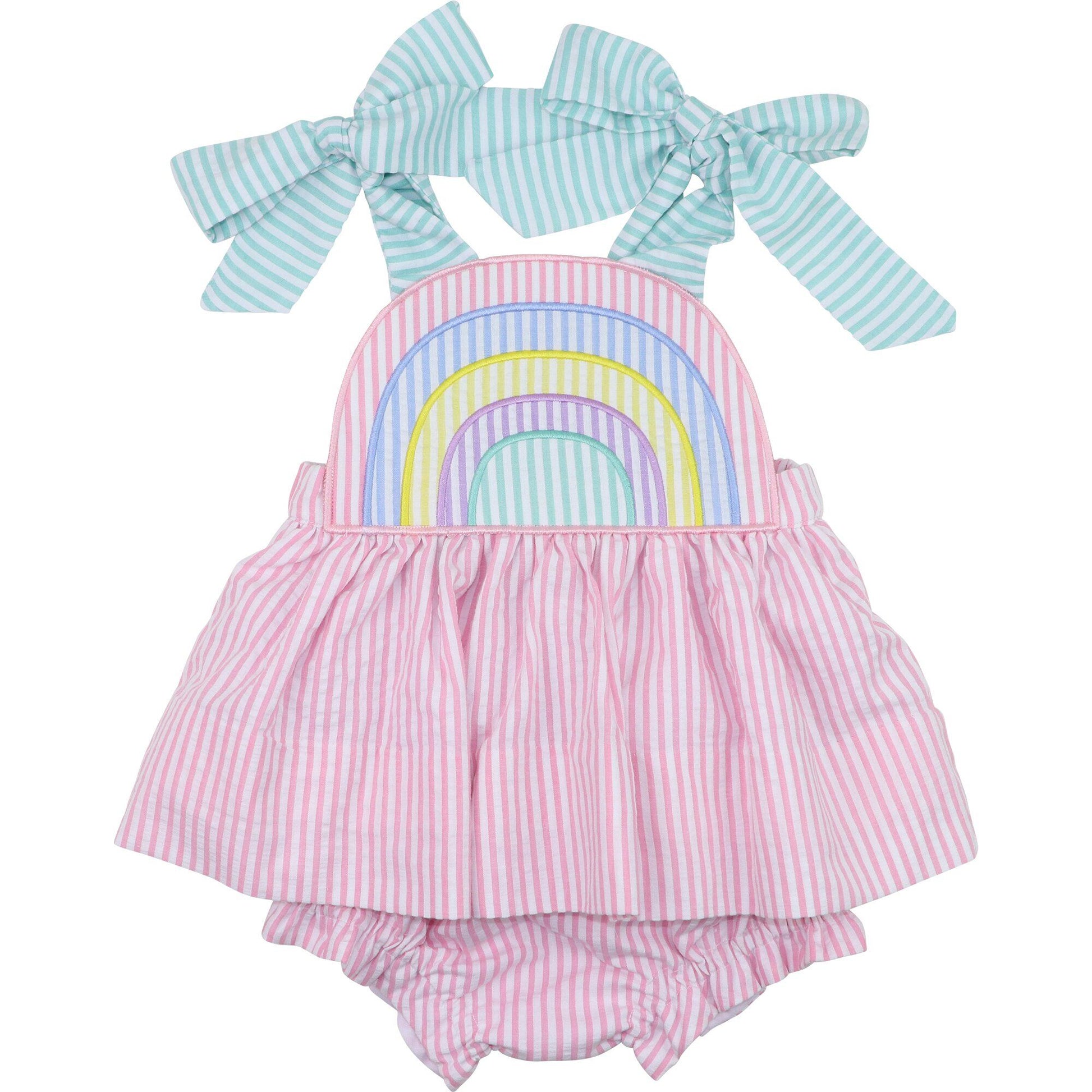 Seersucker Rainbow Shoulder Tie Diaper Set