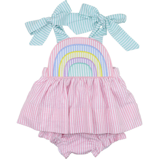 Seersucker Rainbow Shoulder Tie Diaper Set