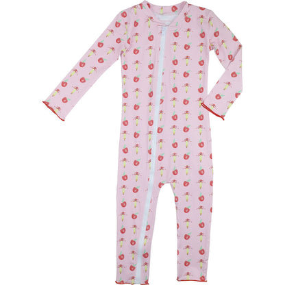 Pink Pencil And Apple Knit Zipper Pajamas