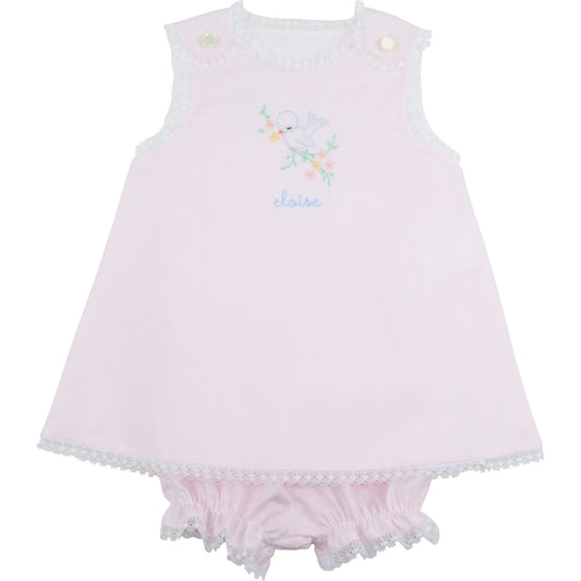 Shadow Embroidered Bird Diaper Set