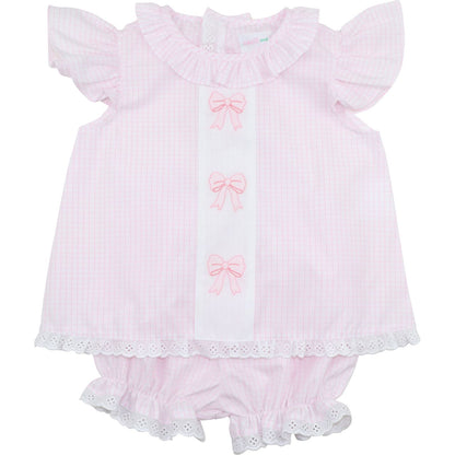 Shadow Embroidered Bow Diaper Set