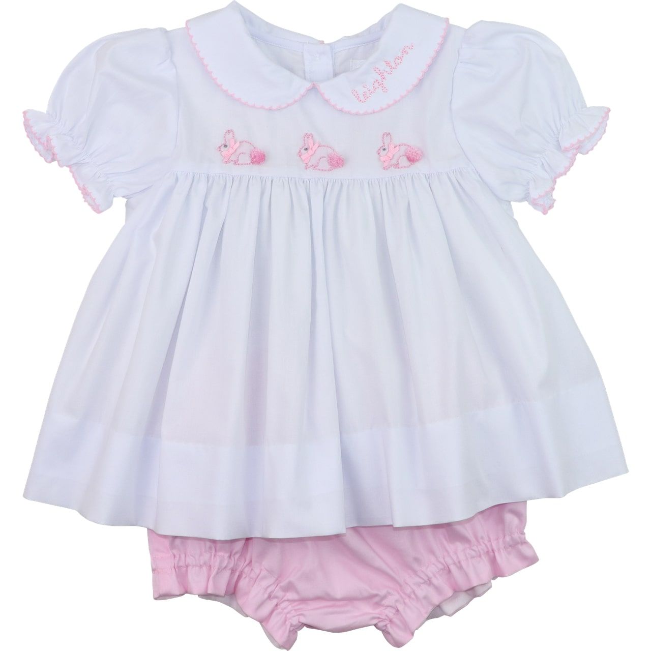 Shadow Embroidered Bunny Diaper Set