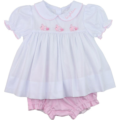 Shadow Embroidered Bunny Diaper Set