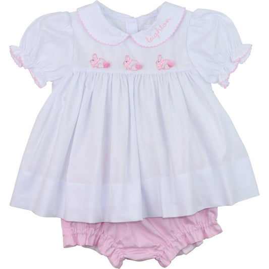 Shadow Embroidered Bunny Diaper Set
