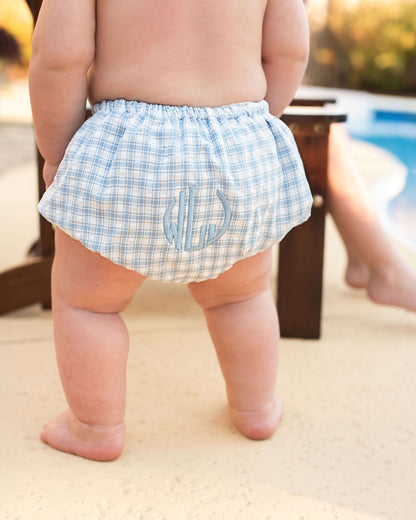 Blue Plaid Seersucker Swim Bloomer