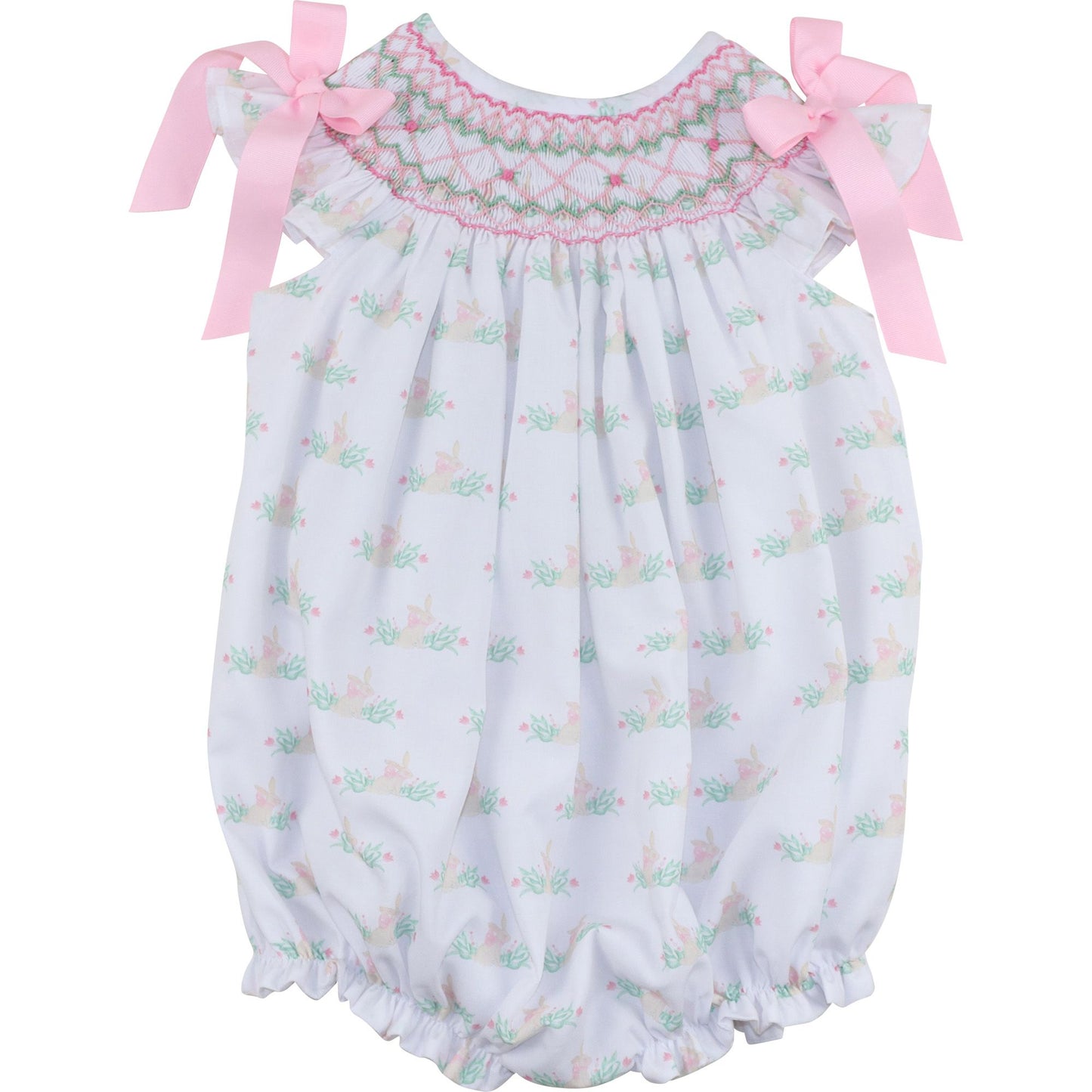 Smocked Bunny Bow Bubble