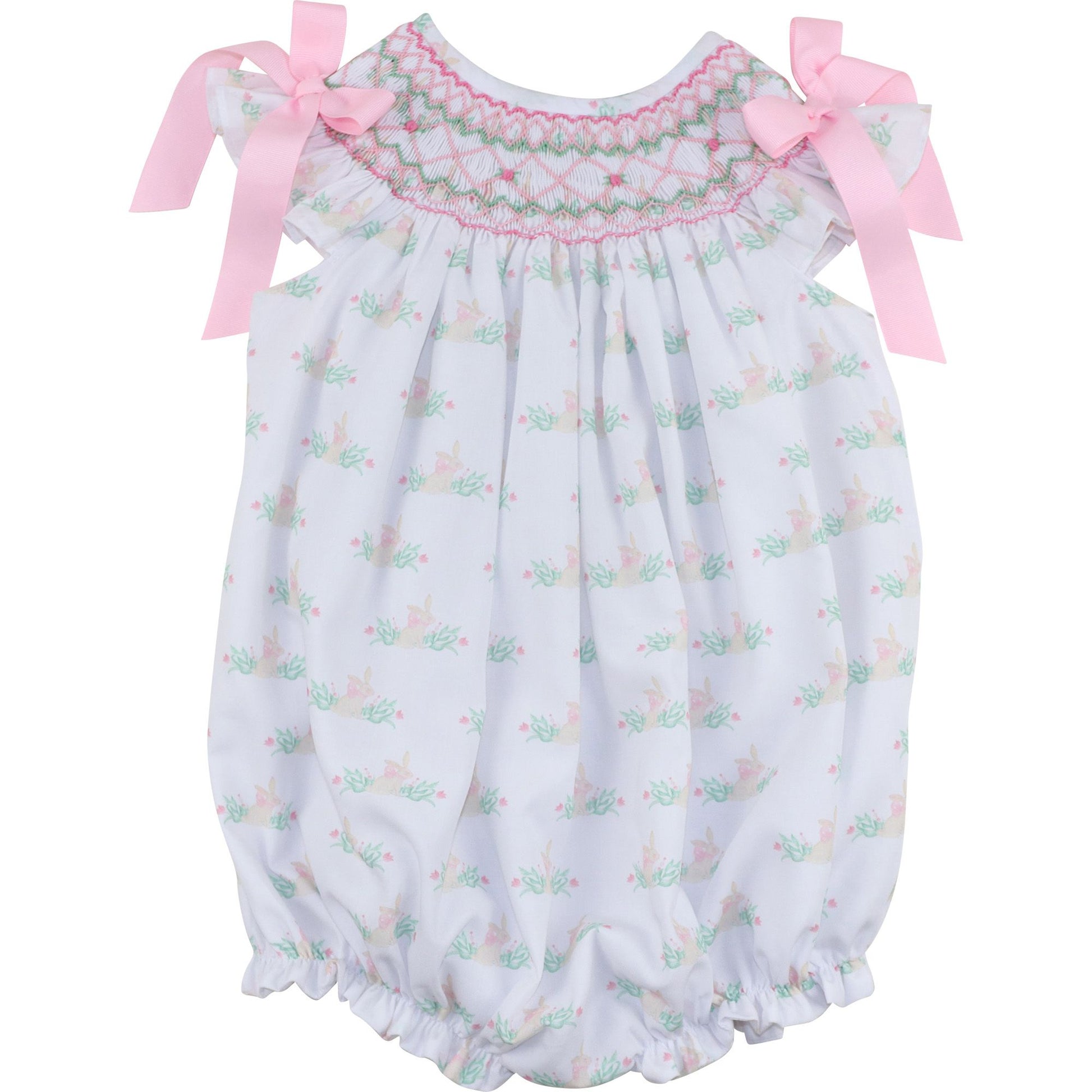 Smocked Bunny Bow Bubble