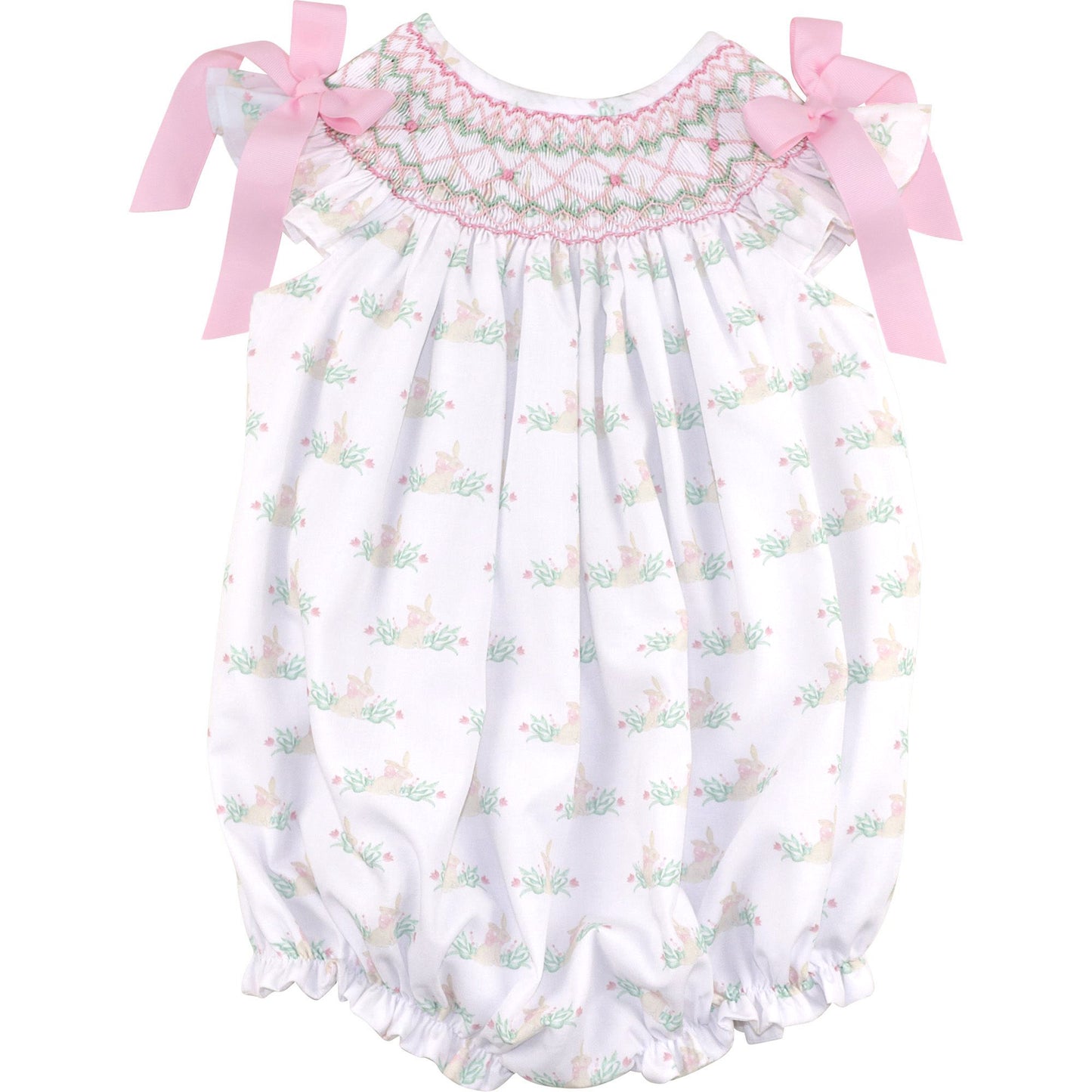 Smocked Bunny Bow Bubble