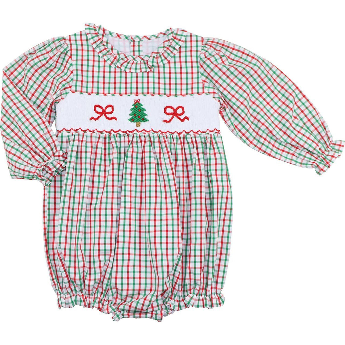 Smocked Christmas Tree And Bow Bubble