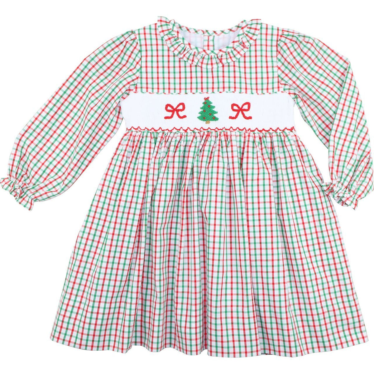 Smocked Christmas Tree And Bow Dress