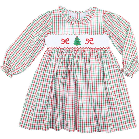 Smocked Christmas Tree And Bow Dress