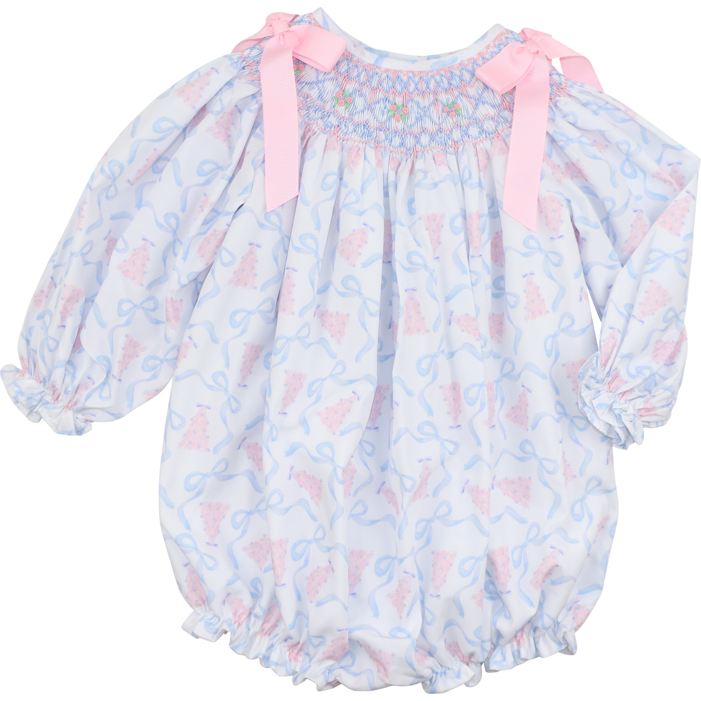Smocked Christmas Tree Bow Bubble